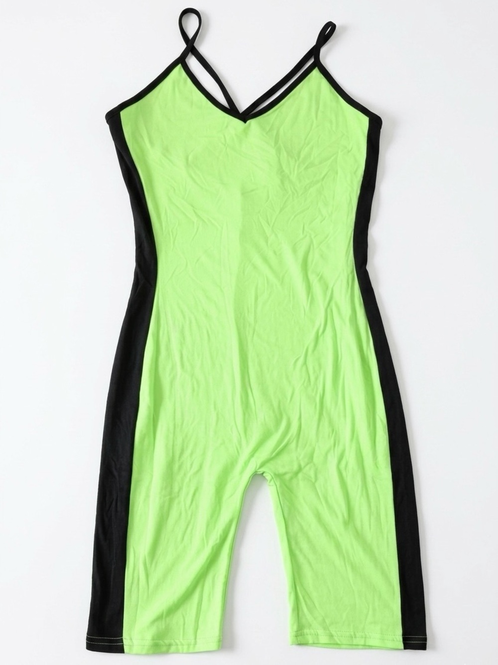 Neon Lime & Black Strappy Slim Jumpsuit S, M, XL